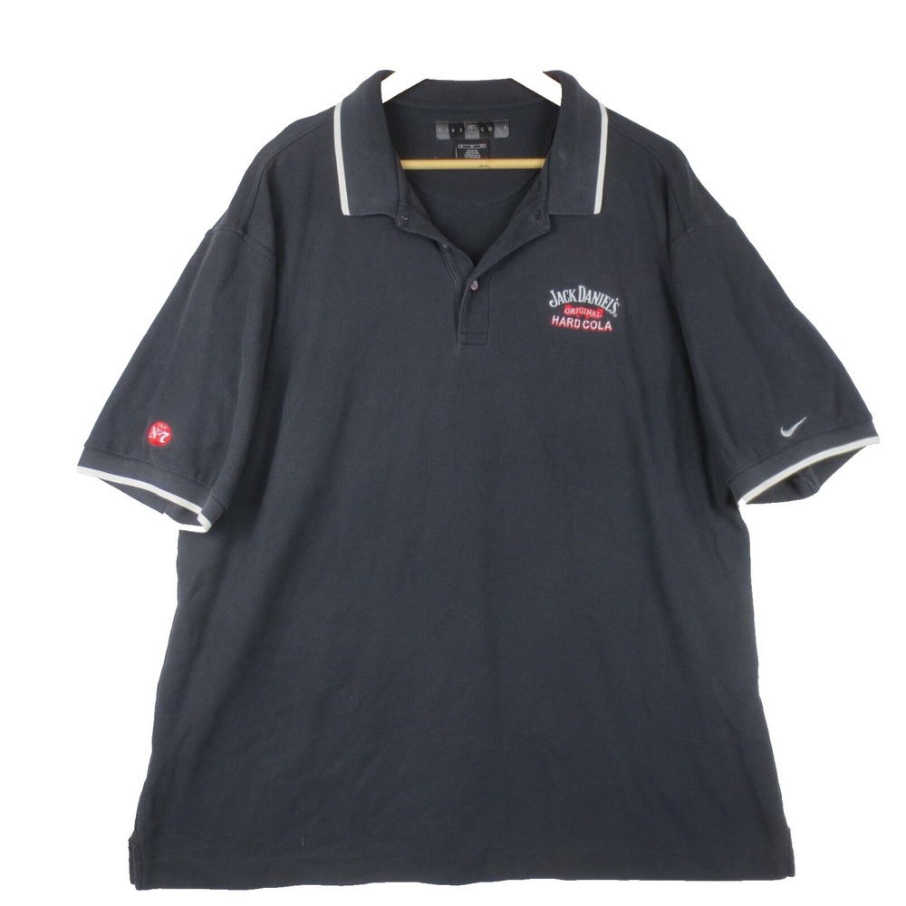 Jack Daniels Old No 7 Nike Golf Polo Shirt Men XL Black Short Sleeve Swoosh Logo